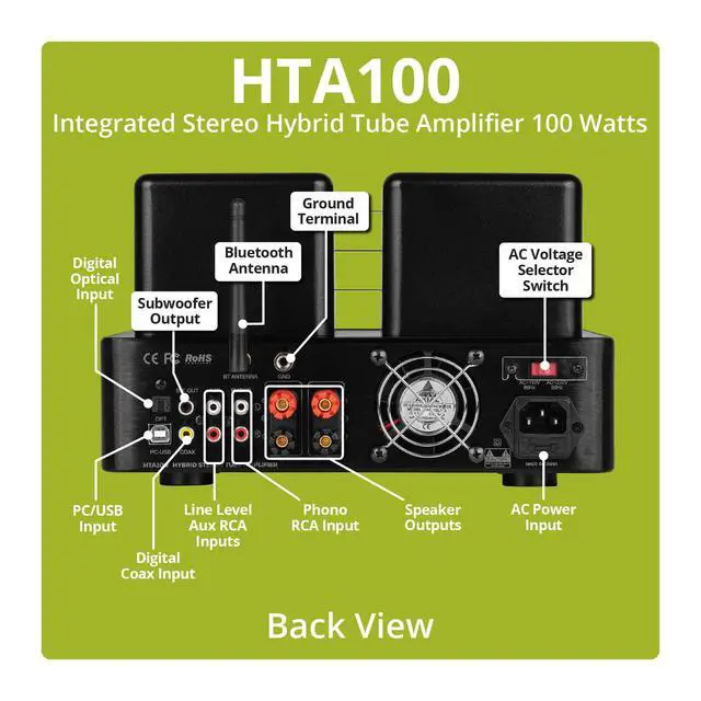 Alt view image 3 of 4 - HTA100 Integrated Stereo Hybrid Tube Amplifier 100 Watts