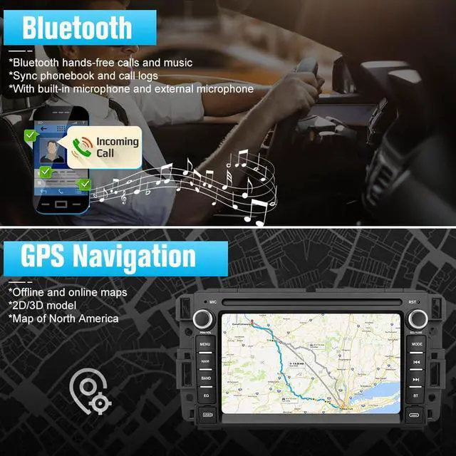 Alt view image 4 of 7 - Car Stereo for Chevy Silverado GMC Sierra Yukon 2007-2013, Android GPS Navigation Head Unit Radio Replacement with CarPlay Android Auto Multimedia Video Player - with Backup Camera
