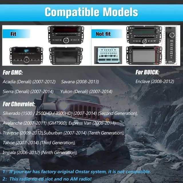 Alt view image 6 of 7 - Car Stereo for Chevy Silverado GMC Sierra Yukon 2007-2013, Android GPS Navigation Head Unit Radio Replacement with CarPlay Android Auto Multimedia Video Player - with Backup Camera