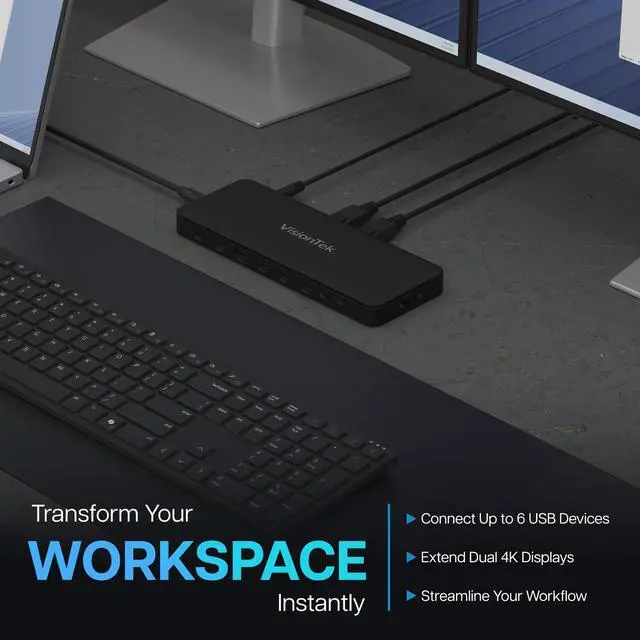 Alt view image 4 of 7 - VT4600DL Universal Dual Monitor Docking Station USB-C/USB-A | Dual 4K Display via HDMI/DP, 100W Power Delivery, Universal DisplayLink, Windows & Mac Support, Hybrid Enterprise Deployment