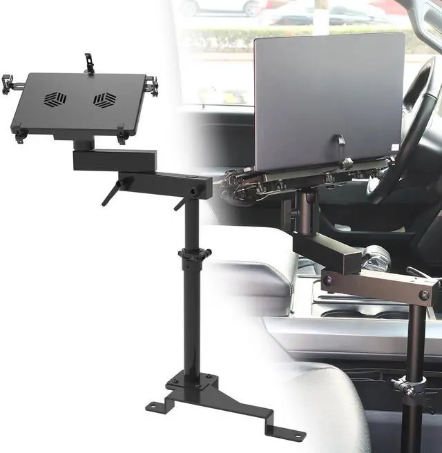Main image of Truck Laptop Mount Fit for 2015-2026 Ford F150, 2017-2026 F250, F350, F550, No-Drilling Vehicle Computer Stand with 2 Cooling Fans for Passenger Seat, Fully Adjustable Angle