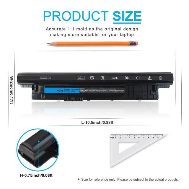 Alt view image 2 of 7 - 40Wh XCMRD 14.8V Battery for Dell Inspiron 15 3000 Series 3542 3543 3521 3537 3531 3541 17 3721 3737 15R 5537 5521 17R 5737 5721 14 3421 3437 3443 14R 5421 Latitude 3540 3440 P28F P40F FW1MN 4WY7C