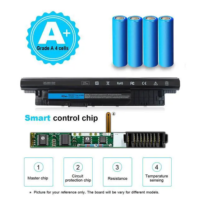 Alt view image 4 of 7 - 40Wh XCMRD 14.8V Battery for Dell Inspiron 15 3000 Series 3542 3543 3521 3537 3531 3541 17 3721 3737 15R 5537 5521 17R 5737 5721 14 3421 3437 3443 14R 5421 Latitude 3540 3440 P28F P40F FW1MN 4WY7C