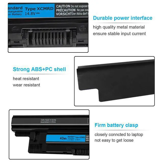 Alt view image 3 of 7 - 40Wh XCMRD 14.8V Battery for Dell Inspiron 15 3000 Series 3542 3543 3521 3537 3531 3541 17 3721 3737 15R 5537 5521 17R 5737 5721 14 3421 3437 3443 14R 5421 Latitude 3540 3440 P28F P40F FW1MN 4WY7C