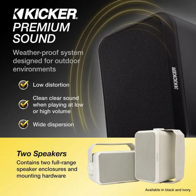 Alt view image 2 of 7 - Outdoor Audio 6 Indoor Outdoor Speakers (52OA6B) Weatherproof, UV-Resistant Wall or Ceiling Mount Speakers with Polyethylene-Mica Woofer Black