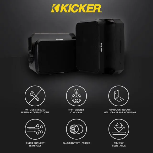 Alt view image 6 of 7 - Outdoor Audio 6 Indoor Outdoor Speakers (52OA6B) Weatherproof, UV-Resistant Wall or Ceiling Mount Speakers with Polyethylene-Mica Woofer Black