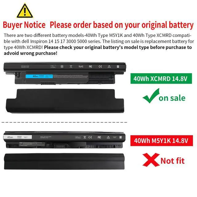 Alt view image 6 of 7 - 40Wh XCMRD 14.8V Battery for Dell Inspiron 15 3000 Series 3542 3543 3521 3537 3531 3541 17 3721 3737 15R 5537 5521 17R 5737 5721 14 3421 3437 3443 14R 5421 Latitude 3540 3440 P28F P40F FW1MN 4WY7C