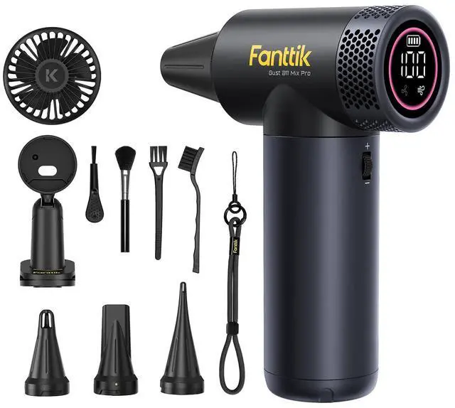 Main image of Gust B11 Mix Pro 2-in-1 Electric Air Duster & Portable Fan | 130000RPM Brushless Motor, 100-Speed Adjustable, One-Tap Booster, Rechargeable Blower for PC, Electronics & Outdoor Cooling