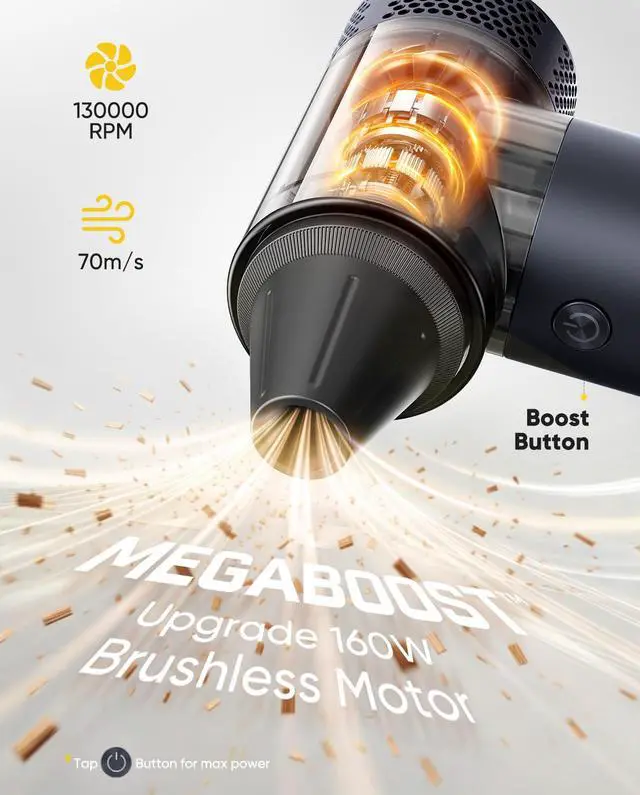 Alt view image 3 of 7 - Gust B11 Mix Pro 2-in-1 Electric Air Duster & Portable Fan | 130000RPM Brushless Motor, 100-Speed Adjustable, One-Tap Booster, Rechargeable Blower for PC, Electronics & Outdoor Cooling