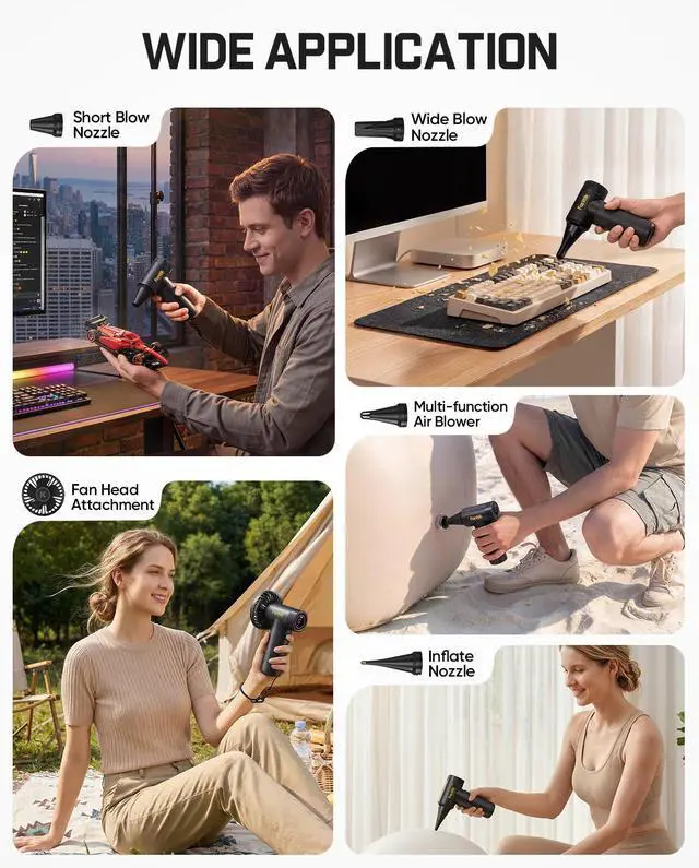 Alt view image 4 of 7 - Gust B11 Mix Pro 2-in-1 Electric Air Duster & Portable Fan | 130000RPM Brushless Motor, 100-Speed Adjustable, One-Tap Booster, Rechargeable Blower for PC, Electronics & Outdoor Cooling
