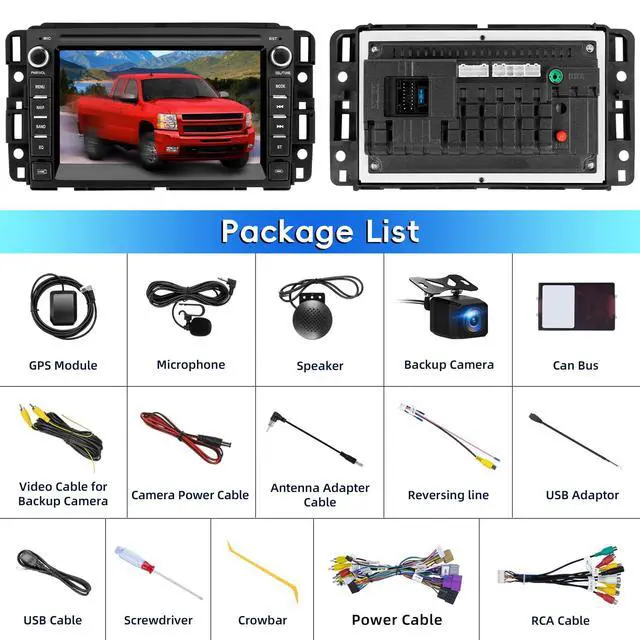 Alt view image 7 of 7 - Car Radio for Chevy Silverado GMC Sierra Yukon 2007-2013 with Backup Camera | Android 15 Touch Screen CarPlay Android Auto Bluetooth GPS Navigation 2+32G Head Unit