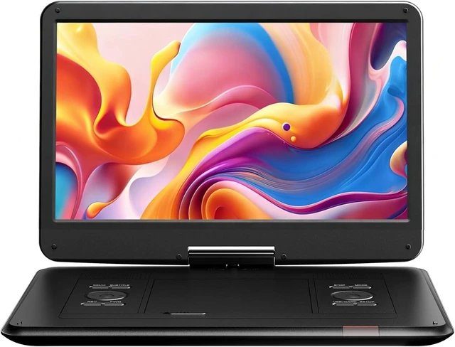 Main image of 17.5" Portable DVD Player, 15.6" Large HD Swivel Screen, Black 6-Hour Battery, Dual Stereo Speakers, TV Sync, USB, SD Card, Multiple Disc Formats, Road Trips, Home Use, Kids, Seniors