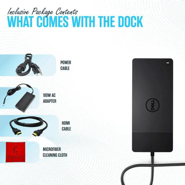 Alt view image 2 of 6 - WD19 Dell Docking Station - Dual Monitor USB-C Dock with 180W & HDMI Cable | VGA & Mini DisplayPort Support, RJ45 Ethernet, Multiple USB 3.0/2.0 Ports, Audio Connectivity & One-Cable Workstation Setup