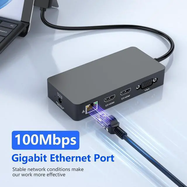 Alt view image 7 of 7 - Surface Docking Station Triple Displays Dual HDMI + VGA with Power Adapter,12 in 1 Surface Dock 2 for Microsoft Surface Pro 12/11/10/9/8/X/7/6/5/4/3,Surface Laptop 7/6/5/4/3/2/1,Surface Book Go