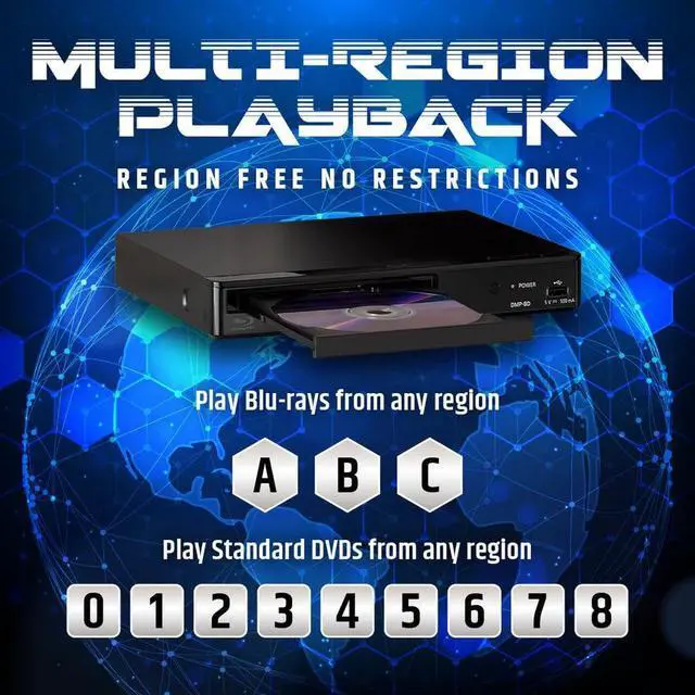 Alt view image 3 of 7 - Region Free Blu-Ray Player Compatible with Panasonic DMP-BD Multi Region Code Free | Blu-Ray Regions A, B, C | DVD Regions 0-8 with 6FT HDMI Bundle