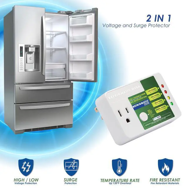 Alt view image 5 of 7 - Mega Voltage & Surge Protector for Large Refrigerators | 1005J rating, ideal for refrigerators 27 cu. ft. and larger. Includes quick restart button and LED indicator system