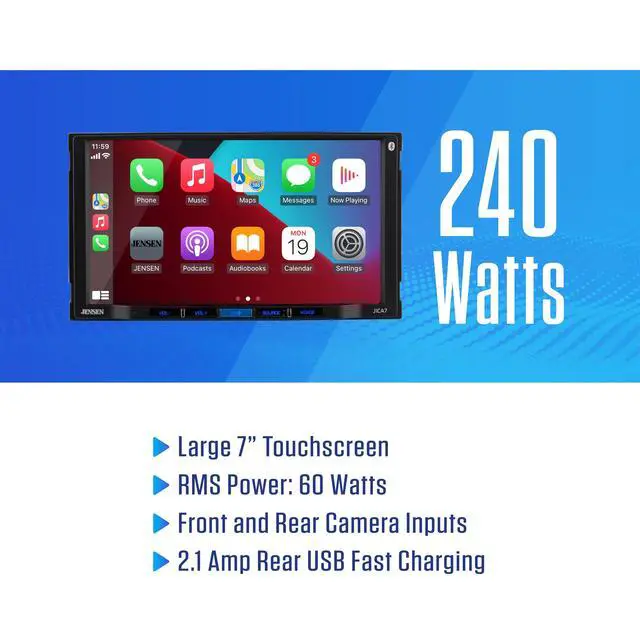 Alt view image 5 of 7 - J3CA7W 7" Wireless Apple CarPlay Android Auto Double DIN Car Stereo | Wired or wireless Certified Apple CarPlay and Android Auto, 7-inch touchscreen, Bluetooth, backup camera input, USB