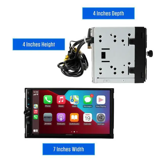 Alt view image 7 of 7 - J3CA7W 7" Wireless Apple CarPlay Android Auto Double DIN Car Stereo | Wired or wireless Certified Apple CarPlay and Android Auto, 7-inch touchscreen, Bluetooth, backup camera input, USB