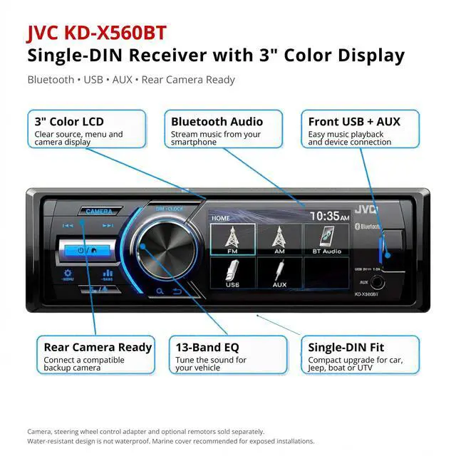Alt view image 5 of 7 - KD-X560BT - Digital Media Car & Marine Bluetooth Receiver iPhone/Android/USB/AUX Car Stereo with Rear Camera Input