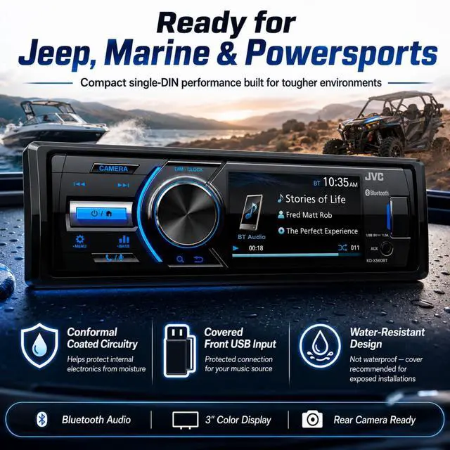 Alt view image 3 of 7 - KD-X560BT - Digital Media Car & Marine Bluetooth Receiver iPhone/Android/USB/AUX Car Stereo with Rear Camera Input