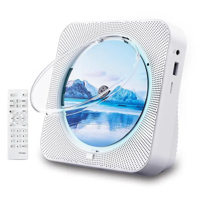 Main image of CD Player Bluetooth Desktop for Home with HiFi Speakers FM/USB/AUX/SD White | Portable CD Player Bluetooth Speakers,FM Radio,Vertical,Kids,Small CD Player,boombox,LED Display,Remote Control,Dust Cover