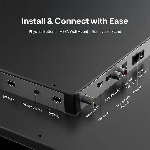 Alt view image 5 of 7 - 22'' Smart RV TV, 12V/24V Google TV with Built-in DVD Player, 1080P Full HD RV Television, Anti-Vibration Design, Wide Voltage Protection (932V), Ultra-Narrow bezels(Limo Series 2026)