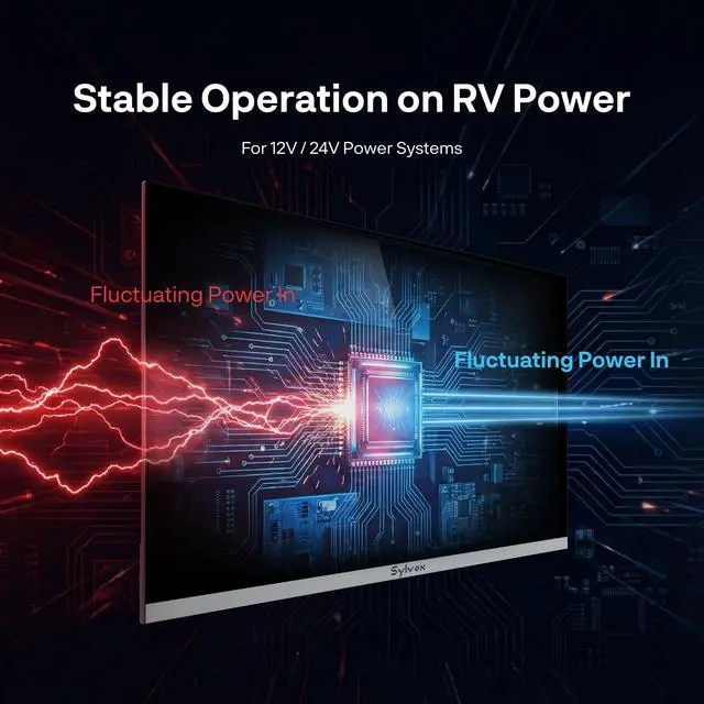 Alt view image 6 of 7 - 22'' Smart RV TV, 12V/24V Google TV with Built-in DVD Player, 1080P Full HD RV Television, Anti-Vibration Design, Wide Voltage Protection (932V), Ultra-Narrow bezels(Limo Series 2026)