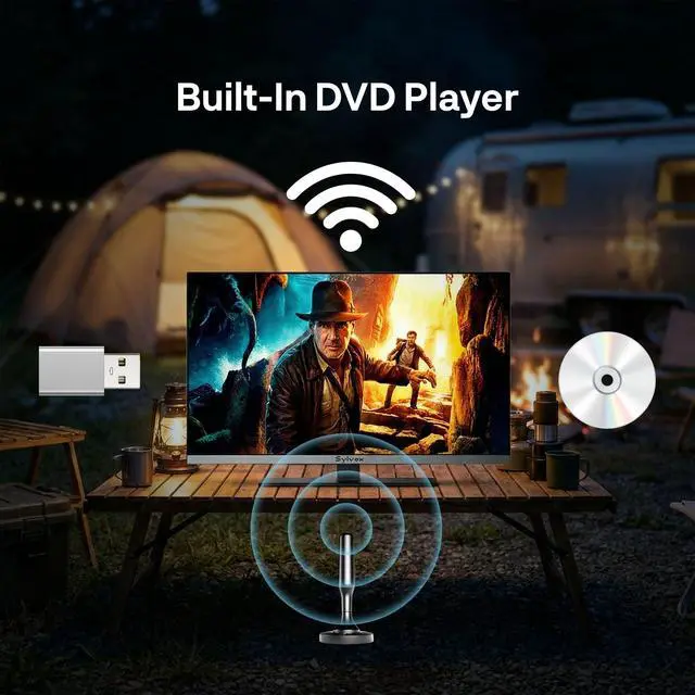 Alt view image 7 of 7 - 22'' Smart RV TV, 12V/24V Google TV with Built-in DVD Player, 1080P Full HD RV Television, Anti-Vibration Design, Wide Voltage Protection (932V), Ultra-Narrow bezels(Limo Series 2026)