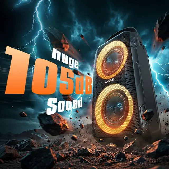 Alt view image 3 of 7 - Party Bluetooth Speaker Boom Box, 180W Max Big Large Speaker | 105dB Loudest Wireless Outdoor Portable Speaker 4 Drivers with 2*4.04'' Subwoofer, 80W HD Huge Deep Bass, IPX5/24H/EQ/USB/TF