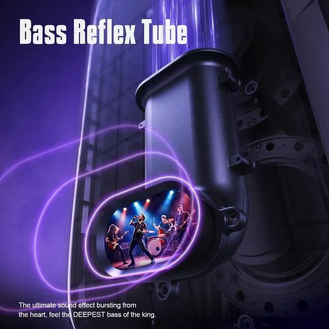 Alt view image 5 of 7 - Party Bluetooth Speaker Boom Box, 180W Max Big Large Speaker | 105dB Loudest Wireless Outdoor Portable Speaker 4 Drivers with 2*4.04'' Subwoofer, 80W HD Huge Deep Bass, IPX5/24H/EQ/USB/TF