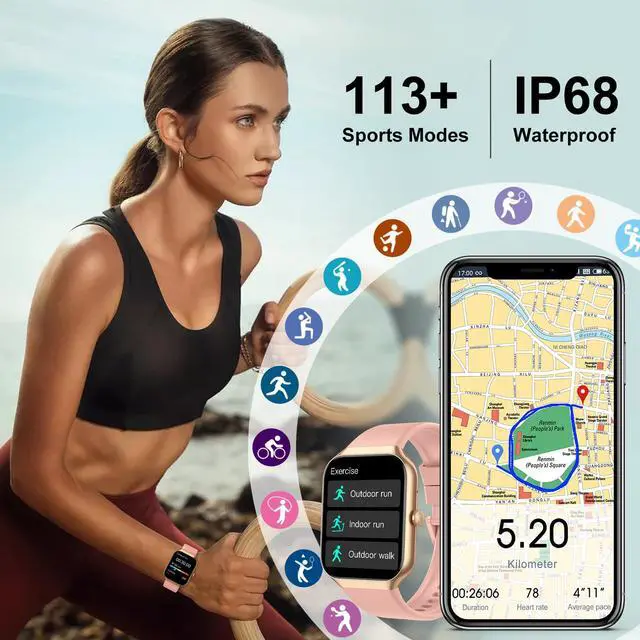 Alt view image 4 of 7 - Smart Watch for Women, 1.96" HD 2026 Smartwatch (Answer/Make Call) with Heart Rate/Sleep Monitor/Pedometer Fitness Watch 113+ Sport Modes, IP68 Waterproof Activity Tracker for Android iOS