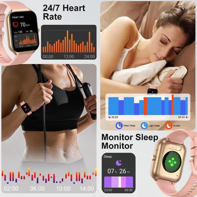 Alt view image 7 of 7 - Smart Watch for Women, 1.96" HD 2026 Smartwatch (Answer/Make Call) with Heart Rate/Sleep Monitor/Pedometer Fitness Watch 113+ Sport Modes, IP68 Waterproof Activity Tracker for Android iOS
