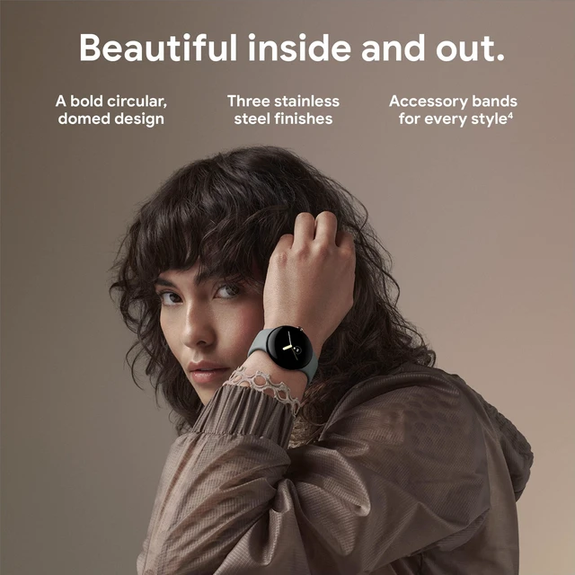 Alt view image 2 of 7 - Pixel Watch 1st Gen (Previous Model) - Android Smartwatch with Fitbit Activity Tracking - Heart Rate Tracking Watch - Matte Black Stainless Steel case with Obsidian Active band - WiFi