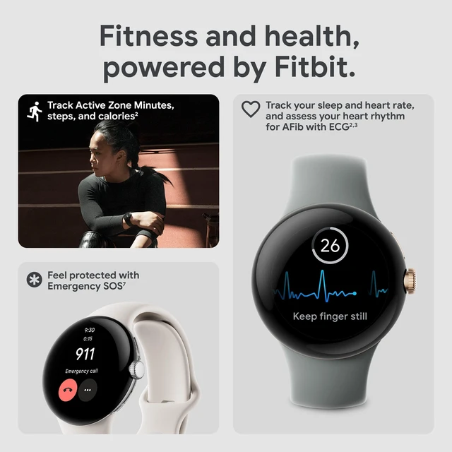 Alt view image 3 of 7 - Pixel Watch 1st Gen (Previous Model) - Android Smartwatch with Fitbit Activity Tracking - Heart Rate Tracking Watch - Matte Black Stainless Steel case with Obsidian Active band - WiFi