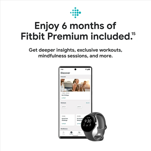 Alt view image 5 of 7 - Pixel Watch 1st Gen (Previous Model) - Android Smartwatch with Fitbit Activity Tracking - Heart Rate Tracking Watch - Matte Black Stainless Steel case with Obsidian Active band - WiFi