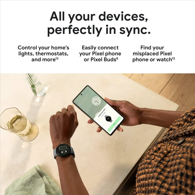 Alt view image 7 of 7 - Pixel Watch 1st Gen (Previous Model) - Android Smartwatch with Fitbit Activity Tracking - Heart Rate Tracking Watch - Matte Black Stainless Steel case with Obsidian Active band - WiFi