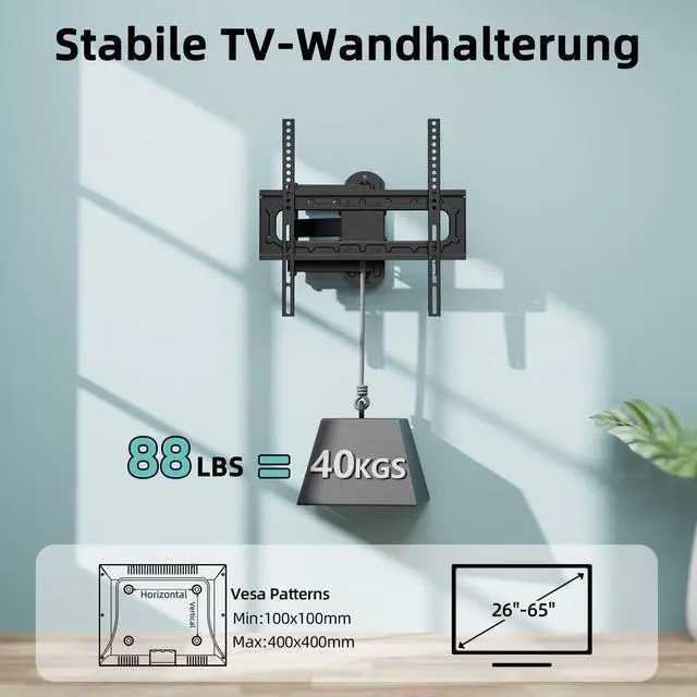 Alt view image 2 of 7 - Outdoor Weatherproof Full Motion TV Wall Mount for 2665 Flat & Curved TVs | Weatherproof Bracket For Outdoor, Stainless Steel, Single Stud Anti-Drop, Swivel & Tilt, Holds 88 Lbs, Max Vesa 400x400mm