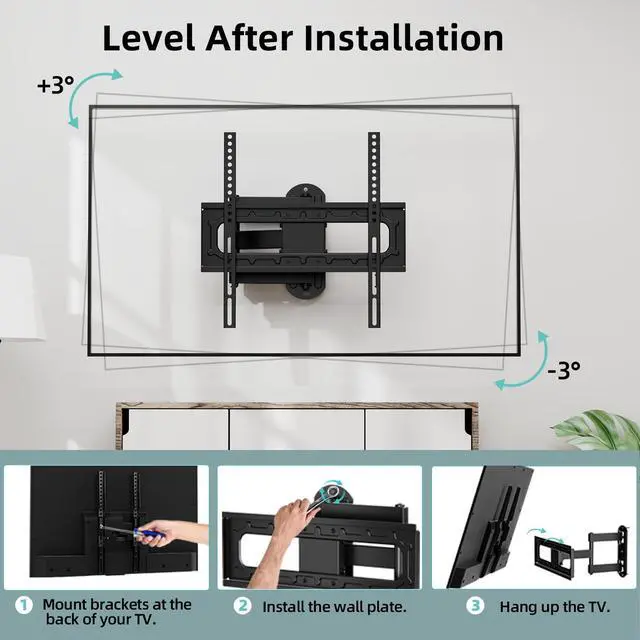 Alt view image 5 of 7 - Outdoor Weatherproof Full Motion TV Wall Mount for 2665 Flat & Curved TVs | Weatherproof Bracket For Outdoor, Stainless Steel, Single Stud Anti-Drop, Swivel & Tilt, Holds 88 Lbs, Max Vesa 400x400mm