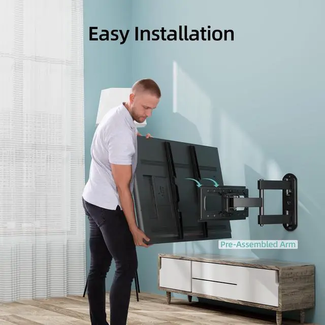Alt view image 7 of 7 - Outdoor Weatherproof Full Motion TV Wall Mount for 2665 Flat & Curved TVs | Weatherproof Bracket For Outdoor, Stainless Steel, Single Stud Anti-Drop, Swivel & Tilt, Holds 88 Lbs, Max Vesa 400x400mm