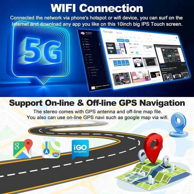 Alt view image 5 of 7 - 4G+64G Car Radio for Honda Civic 2012-2015 with Wireless Carpaly & Android Auto,9 Inch IPS Touch Screen Car Stereo with GPS Navigation/Bluetooth 5.2/FM/Backup Camera/WiFi/SWC/HiFi
