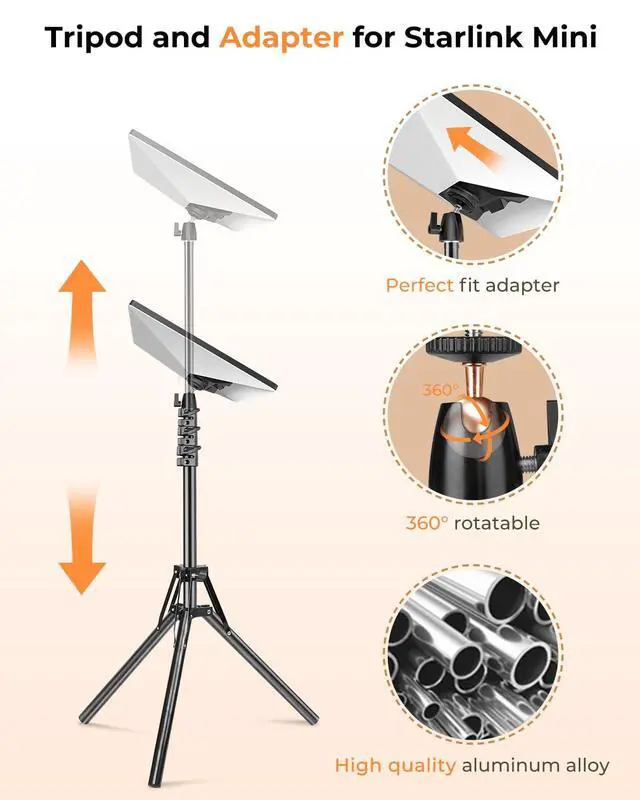 Alt view image 2 of 7 - Starlink Mini Tripod Mount, 3-Level Height & 360° Tilt, Stable for Camping