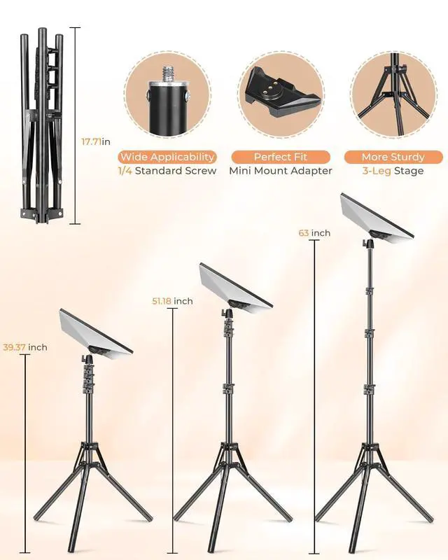 Alt view image 5 of 7 - Starlink Mini Tripod Mount, 3-Level Height & 360° Tilt, Stable for Camping