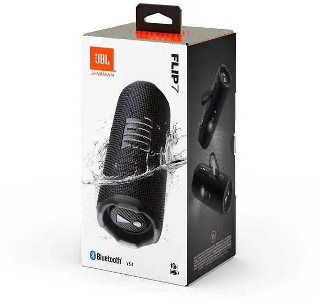 Alt view image 5 of 6 - Flip 7 Portable Bluetooth Speaker, IP68 Waterproof, Dustproof, Drop-Proof, PushLock System, AI Sound Boost, 16H Battery, Megen Hardshel Protection Case (Black)