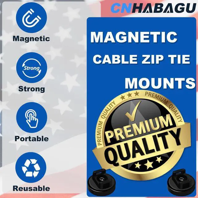 Alt view image 2 of 7 - Magnet Zip Tie Mount Magnetic Zip Ties Mount 25LBS Strong Multipurpose Wire Cable Holder Mount Wire Clips Management for Home Office Marine Electrical Wiring (Black, 24 Piece)
