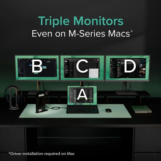 Alt view image 3 of 7 - USB-C Triple Monitor Docking Station: 13-in-1 Laptop Dock with 100W Charging for Mac (DisplayLink Driver Required), Windows, Chrome, 3 HDMI, Gigabit Ethernet, SD, USB-C 20W, 4 USB - UD-ULTCDL