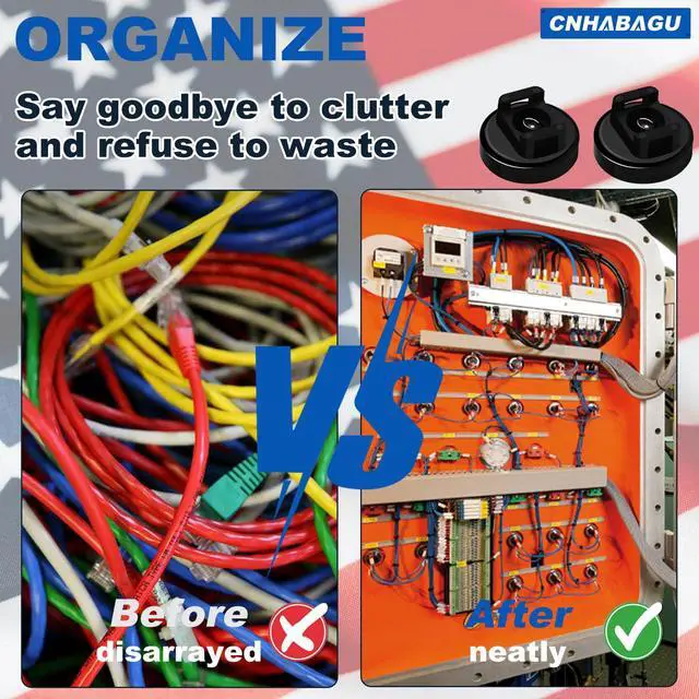 Alt view image 4 of 7 - Magnet Zip Tie Mount Magnetic Zip Ties Mount 25LBS Strong Multipurpose Wire Cable Holder Mount Wire Clips Management for Home Office Marine Electrical Wiring (Black, 24 Piece)