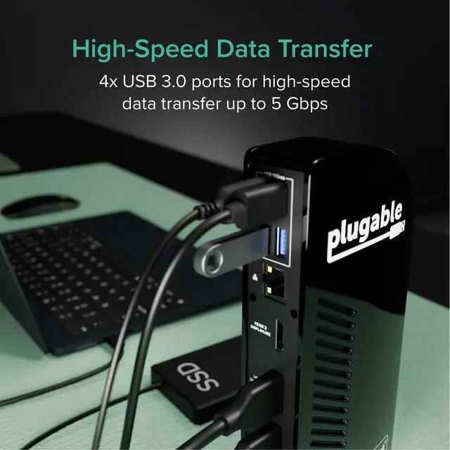 Alt view image 5 of 7 - USB-C Triple Monitor Docking Station: 13-in-1 Laptop Dock with 100W Charging for Mac (DisplayLink Driver Required), Windows, Chrome, 3 HDMI, Gigabit Ethernet, SD, USB-C 20W, 4 USB - UD-ULTCDL