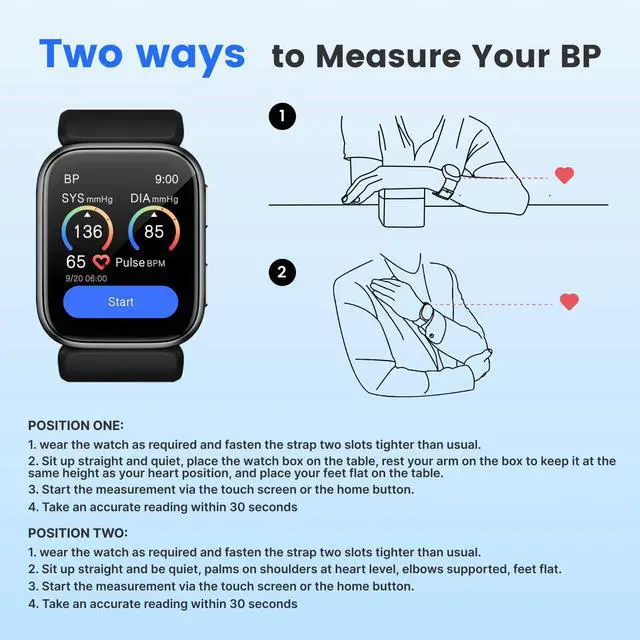 Alt view image 3 of 7 - Smart Watch Blood Pressure, 1.95'' Blood Pressure Watch with Air Pump Cuff, S7 Smartwatch with Blood Pressure Sleep Monitor Sports Tracking for Android iOS Supports Data Sharing, Reminder Monitoring