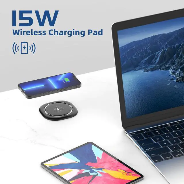 Alt view image 3 of 7 - Pop Up Countertop Outlet with 15W Wireless Charger,20W USB C Ports,Flush Mount Tamper Resistant,Recessed Grommet Receptacle,4 USB 4 Outlets,15A,1875W,ETL Listed,3.15in Hole,Black