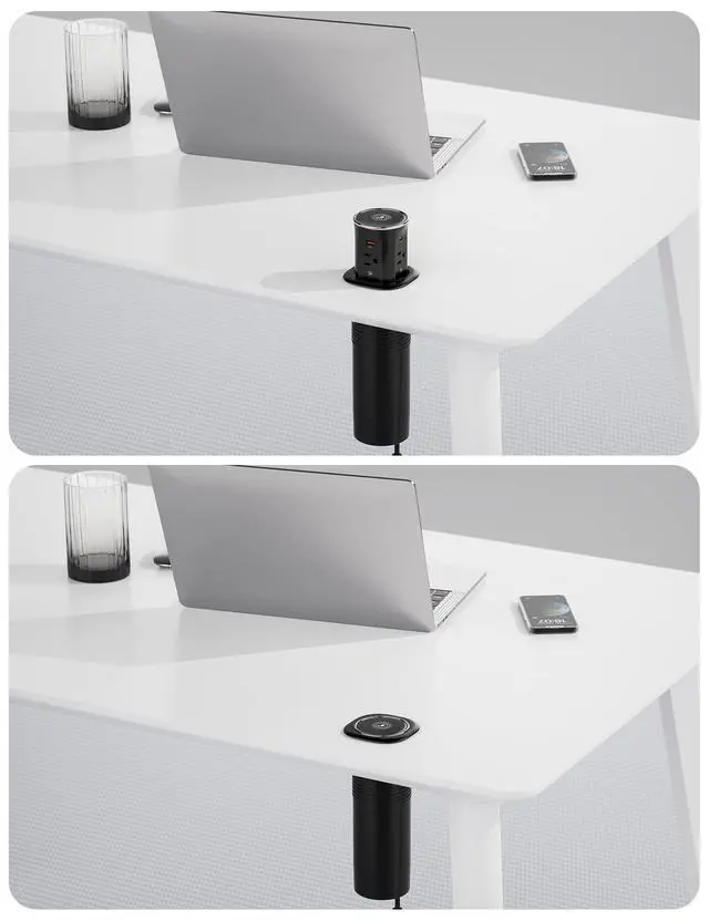 Alt view image 4 of 7 - Pop Up Countertop Outlet with 15W Wireless Charger,20W USB C Ports,Flush Mount Tamper Resistant,Recessed Grommet Receptacle,4 USB 4 Outlets,15A,1875W,ETL Listed,3.15in Hole,Black